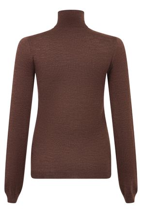 Maison Margiela Womens Turtleneck Sweater Dark Brown Virgin Wool