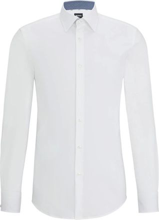 HUGO BOSS Overhemden, Heren, Wit, S, Katoen, 50508751-100 Slim-fit Poplin Shirt