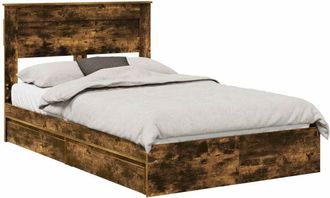 vidaXL Storage Bed with Drawer Smoked Oak 135 x 190 cm Engineered Wood vidaXL