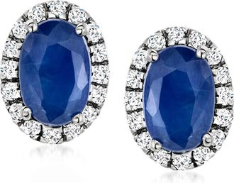 Ross-Simons Sapphire and. Diamond Earrings in Platinum