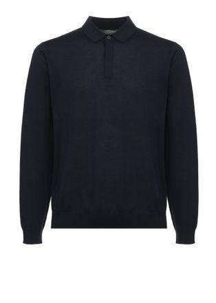 Devore Incipit Devore Wool Blend Knitted Polo with Classic Collar and Ribbed Trims