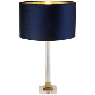 Searchlight Searchlight Scarborough Table Lamp Crystal, Brass, Navy Velvet