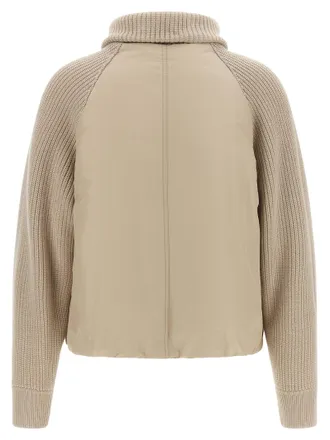 Brunello Cucinelli Knit Insert Hybrid Down Jacket - Beige