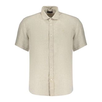 North Sails Spread Collar Shirt - Heren - Korte mouwen Overhemden - Beige - M - Linnen - Overhemden
