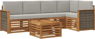 vidaXL Conjunto De Sof&aacute;s De Exterior 5 Uds. Natural Y Gris Claro Vidaxl