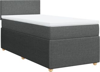 vidaXL Cama Box Spring Con Colch&oacute;n Tela Gris Oscuro 100x200 Cm Vidaxl