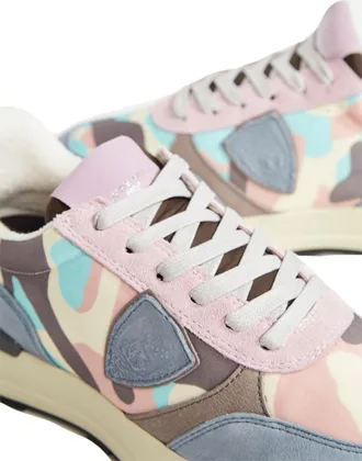 Philippe Model Womens Antibes Low Sneaker Multicolor Leather Suede