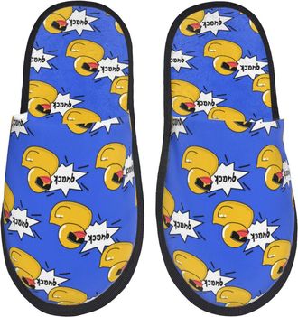 Generic Hotel Slippers Cool Cute Duck Blue Soft Fleece Slippers Portable Anti-Slide Slipper For Guest Room Bedroom Spa L