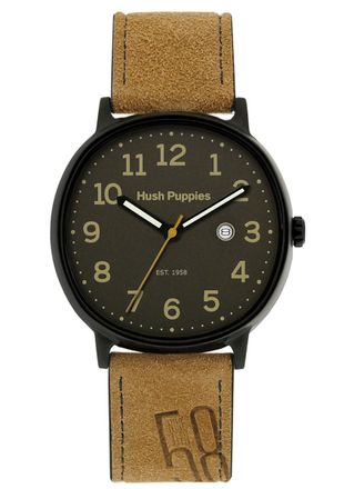 Hush Puppies 1958 Mens Grey Watch - Beige Leather - One Size