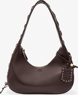 Ganni Brown Medium Laces Hobo Bag