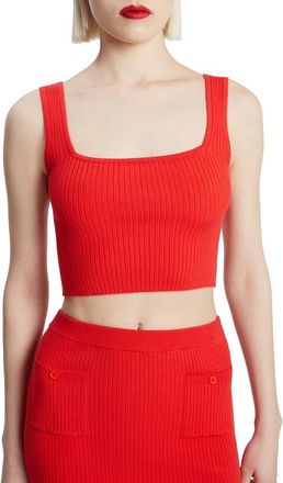 Bardot Sarita Crop Rib Tank in Deep Red at Nordstrom, Size X-Large