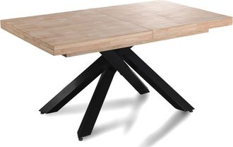 Mathi Design Mesa de comedor extensible de madera y acero negro L160cm