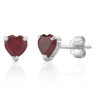 MAX + STONE 14K White or Yellow Gold 3 Prong Heart Shape Gemstone Stud Earrings