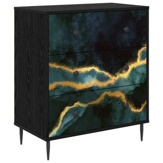 vidaXL Cajonera Wijhe Impresi&oacute;n De M&aacute;rmol Teal 66 X 36,5 X 76 Cm Vidaxl
