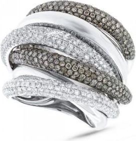 Allurez 3.49ct 14k White Gold White & Champagne Diamond Bridge Ring