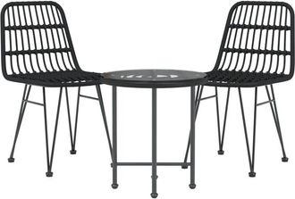 vidaXL Juego De Comedor De Jard&iacute;n 3 Piezas Rat&aacute;n Sint&eacute;tico Negro Vidaxl