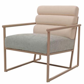 Hhg Nunca Usado] Sill&oacute;n Hhg 445, Sill&oacute;n De C&oacute;ctel/acolchado, Tela/textil (420 G/m&sup2;) Metal Mvg, Beige, Tapizado Azul-verde