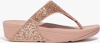 FitFlop Womens FitFlop LULU GLITTER Womens Toe Post Sandals Rose Gold - Pink - Size: 5
