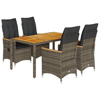 vidaXL Set Da Pranzo Da Giardino 5 Pz Con Cuscini In Polyrattan Grigio Vidaxl