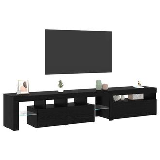 Berkfield Home TV Cabinets 2 pcs with LED Lights Black Oak Engineered Wood