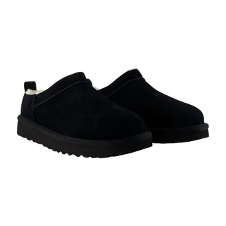 UGG Womens Suede Slip-On Slipper Black Calfskin