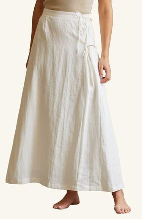 Crescent Faux Wrap Linen Maxi Skirt in White at Nordstrom, Size Large