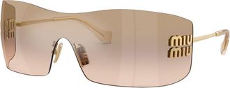 Miu Miu Aube Rectangle-frame Sunglasses - Gold - One Size