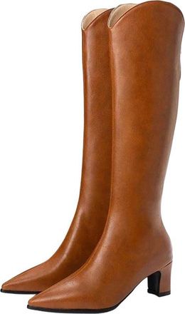 Generic Women Knee High Dress Boots High Heel Pu Leather Winter Wedding Party Elegant Long Boot