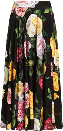 Dolce & Gabbana Gonna midi a fiori - Nero