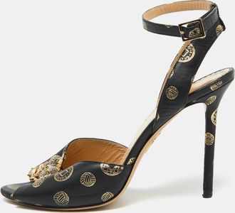 Charlotte Olympia Black Leather Ankle Strap Sandals