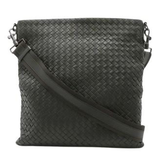 Bottega Veneta Pre-owned Cross Body Bags, female, Green, Size: ONE SIZE Pre-owned Intrecciato Leather Shoulder Bag