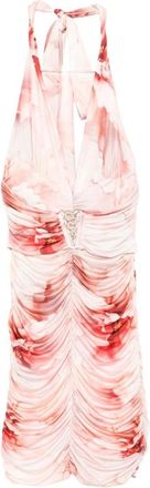 BABYLON Jurk met V-hals en Ruches Bodice - Dames - Feestkleedjes - Roze - 2XL - Kleedjes
