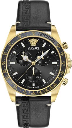 Versace Greca Chrono Wave Leather Watch