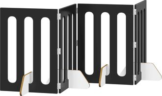 vidaXL Valla Plegable Para Mascotas 4 Uds. Roble Negro Vidaxl