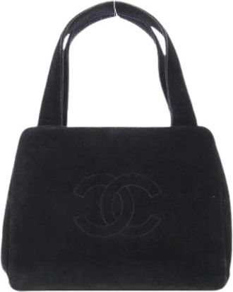 Chanel Pre-owned Velour Schoudertas - Dames - Vintage Handtas - Zwart - ONE Size - Vintage