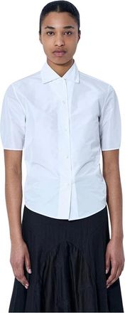 Jil Sander Korte Mouw Katoen Poplin Shirt - Dames - Blouses & Shirts - Wit - Maat: 2XS Katoen