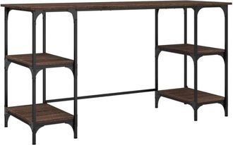 vidaXL Scrivania Rovere Marrone 140x50x75 cm Metallo Legno Multistrato - Vidaxl