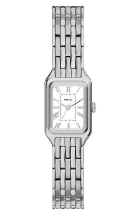 Fossil Mini Raquel Tank Bracelet Watch, 18mm x 29mm in Silver at Nordstrom