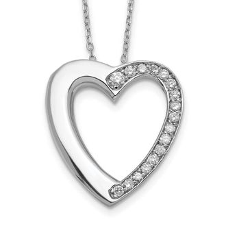 Diamond2Deal Sterling Silver Cubic Zirconia Heart Ash Holder Necklace 18