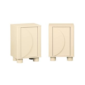 Sweeek Mesita de noche efecto madera de mango con 1 puerta reversible, set de