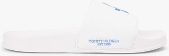 Tommy Hilfiger Mens Script Monogram Canvas Pool Slide - White - US 11.5 / EU 45