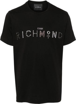 John Richmond studded-logo T-shirt - men - Cotton - S - Black