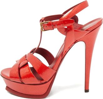 Saint Laurent Sandali 38 Tribute con plateau (15cm) - Rosso