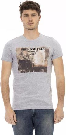 Trussardi Mens Response Team Graphic Tee - Grey Cotton - Size X-Large