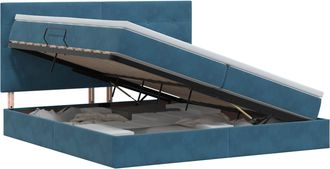 vidaXL Cama Con Almacenamiento Y Colch&oacute;n Azul Oscuro 200 X 200 Cm Vidaxl