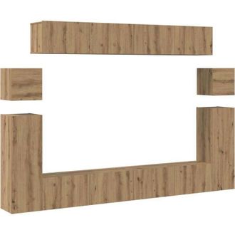 vidaXL Vidaxl - Conjunto De Mueble De Tv 8 Pcs Roble Artisan Mediano