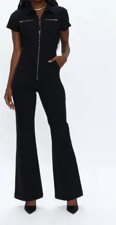 Pistola Denim Martina Flare Jumpsuit In Black