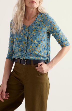 Seasalt Cornwall Studio Glass Organic Cotton Top in Plant Cuttings Cadet at Nordstrom, Size 14