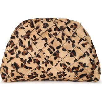 Raf&eacute; New York Aya Woven Leather Frame Clutch in Animal at Nordstrom, Size Small