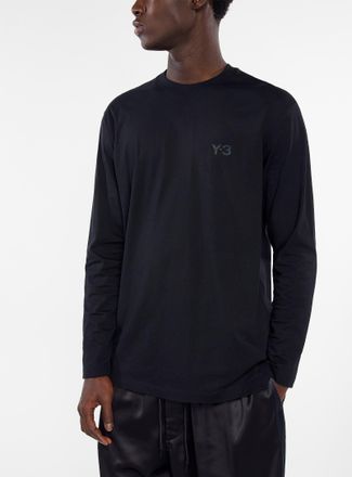 Yohji Yamamoto Mens Tone-on-tone logo long T-shirt